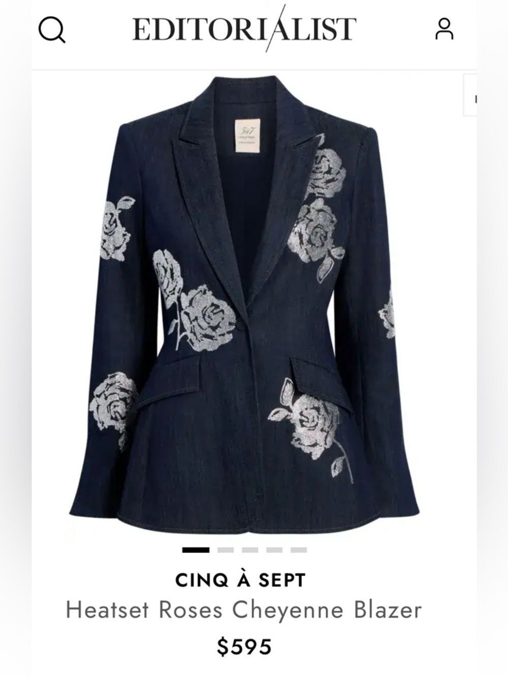 RRP US$595 NEW Cinq à Sept’s Cheyenne crystal roses blazer jacket US4 S - Picture 6 of 10